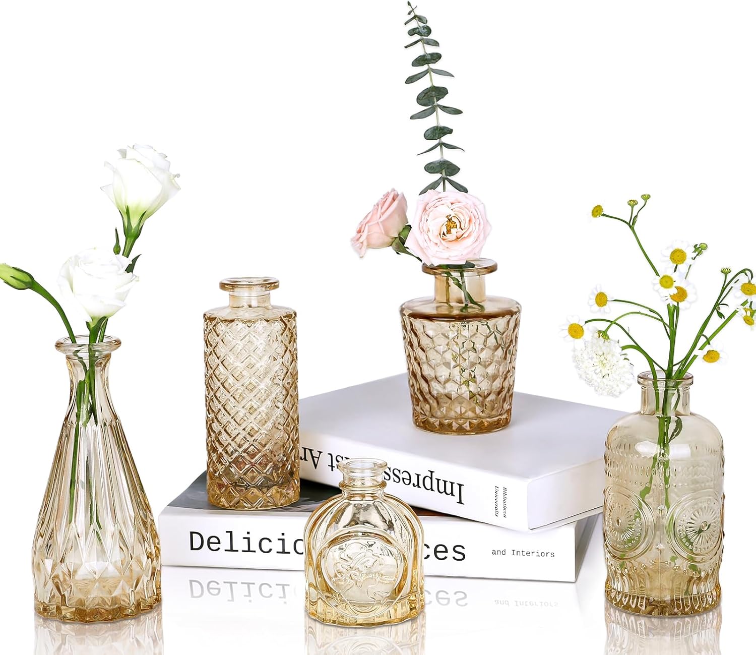 Amber Glass Bud Vases Set #1